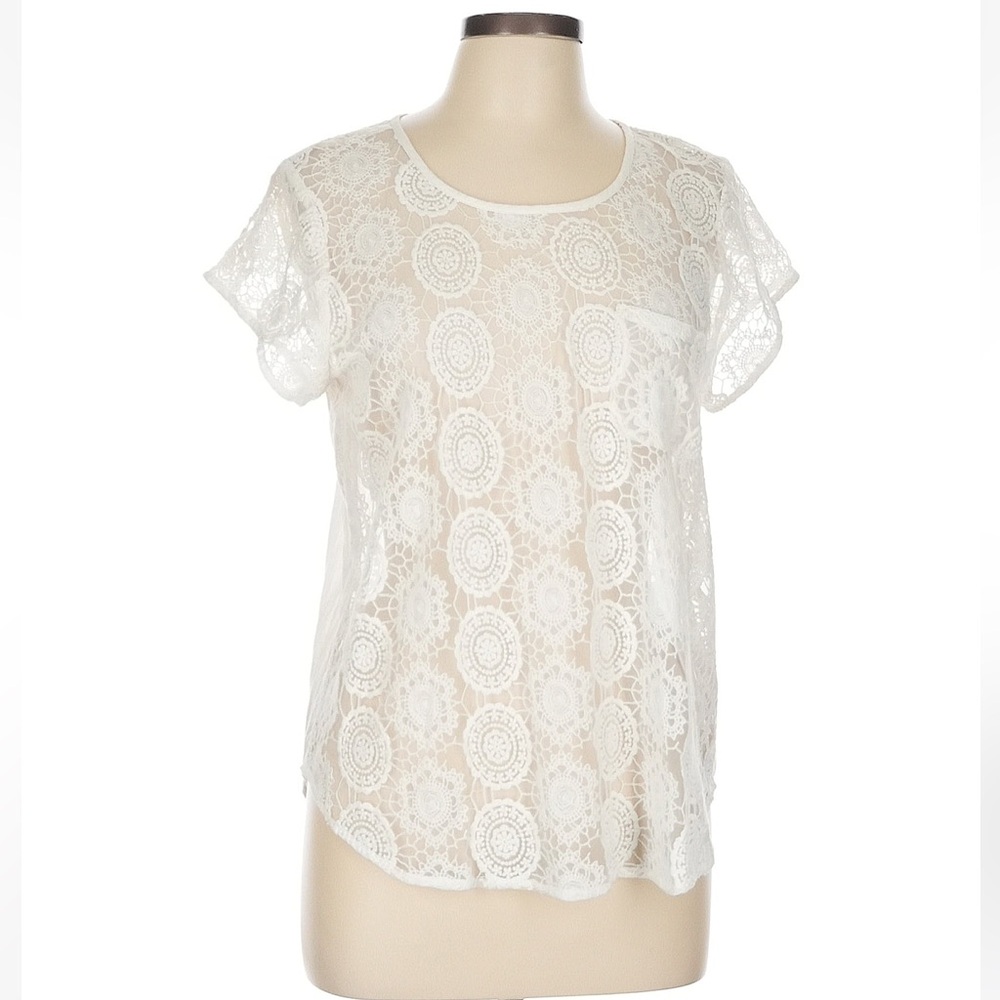 Joie short sleeve lace top - XXS ivory